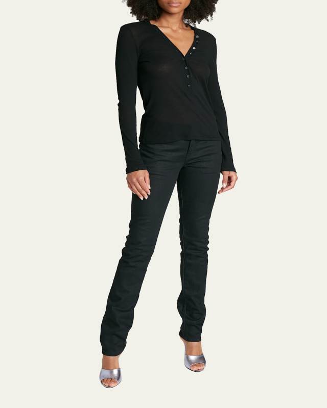 Micro Ribbed Long-Sleeve T-Shirt